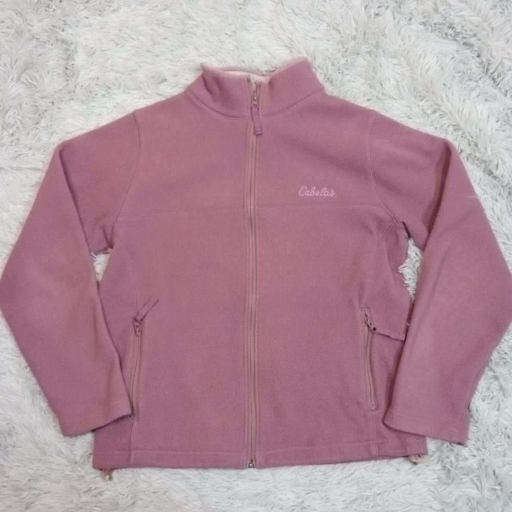 Cabelas Womens Fleece Jacket Purple M Full Zip Cinch Waist Pockets Workwear M